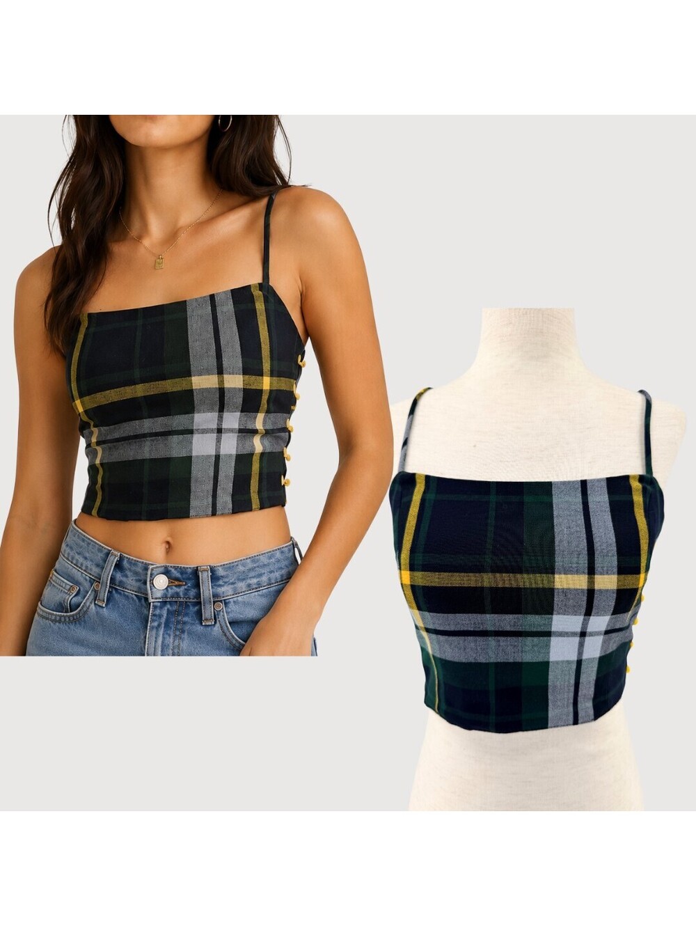Aritzia Wilfred Isabelle Plaid Crop Cami Top 2